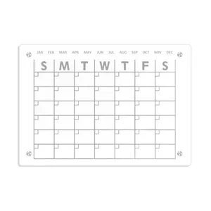 Fábrica chinesa Mensal Semanal Magnético Acrílico Whiteboard Transparente Calendário Acrílico Board Dry Erase Calendário para Parede