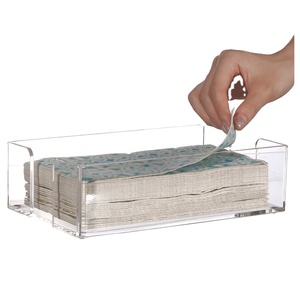 9 Inc Guest Towel Basket Clear Acrylic <strong>PaperTowel</strong> Dispenser Cocktail Napkin Holders for kitchen Table - Product Image 1