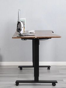 Soporte eléctrico para sentarse, escritorio para juegos, escritorio de pie, mesa de ordenador de oficina, escritorio ajustable, diseño colorblock blanco - Product Image 4