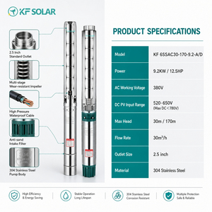 Pompe à eau solaire AC KF Solar 12,5 CV adaptée, pompe à eau solaire submersible pour l'irrigation et l'agriculture - Product Image 3