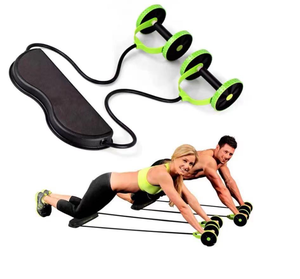 Esercitatore dimagrante addominale con fascia di resistenza a doppio rullo Fitness - Product Image 1