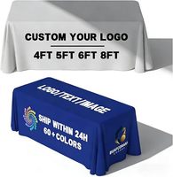 Kain Penutup Meja Stand Display Poliester Cetak Kustom dengan Resleting Ganda di Belakang, Ramah Lingkungan, Cetak Digital