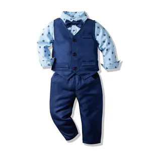 Ensemble de vêtements pour bébé garçon, chemise à manches longues + gilet + pantalon, tenue d'automne et d'hiver de 3 pièces