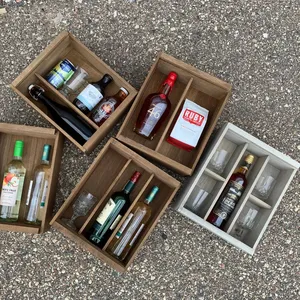 JUNJI – boîte à vin personnalisée trois bouteilles, vente en gros, boîte à vin Triple en bois, cadeau de mariage, boîte de rangement de vin en bois