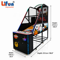 LIFUN Machine de jeu d'arcade de basket-ball pliable en métal de luxe, jeu de tir à monnayeur, garantie 1 an, personnalisable en anglais