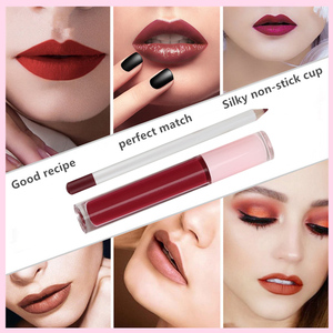 Kit lipstik Matte Lip Liner Makeup terbaik lipstik cair tahan air Logo kustom <span class=keywords><strong>Set</strong></span> Lipliner lipstik Label pribadi - Product Image 5