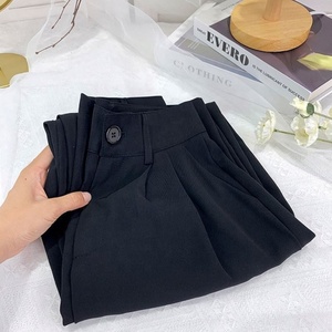 Pantalon de costume taille haute pour femme, style coréen, couleur unie, coupe droite, décontracté et professionnel, longueur cheville, vente en gros - Product Image 4