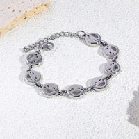 Bracelets en acier inoxydable POWELL Fashion avec visage souriant pour femmes, plaqués or et argent, chaîne à maillons, bijoux tendance imperméables, vente en gros