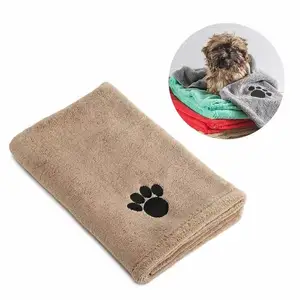 Оптовая продажа, супервпитывающее быстросохнущее банное полотенце для собак, полотенце из микрофибры с вышивкой логотипа на заказ
