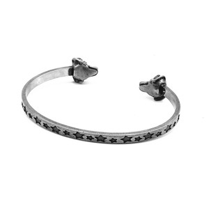 Yunnique – Bracelet ouvert en argent tibétain avec tête de chien, motif étoile, bijoux unisexes, cadeau - Product Image 2