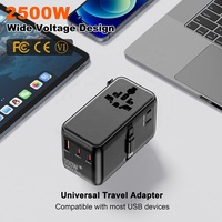 Tous les ports Charge rapide PD GaN 100W Global Universal Wall Socket International Travel Plug Adapter Charger 2AC Output with Cable