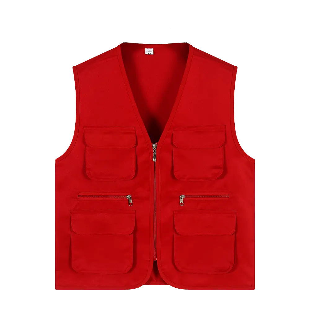 Source Factory Solid Color Zipper Pocket Men's work vest Photography Fishing Casual Multi-bag Thick Vest