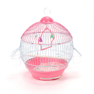 Kandang Burung Kawat Anti Karat Bulat Kecil untuk Parkit Budgie dengan Tempat Makan, Ayunan, dan Gantungan, Rumah Burung Peliharaan, Berbagai Warna - Product Image 1