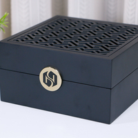 Nouveauté : Étui cosmétique artisanal en bois MDF avec charnière en métal doré, design personnalisé, revêtement en microfibre EVA pour huiles essentielles
