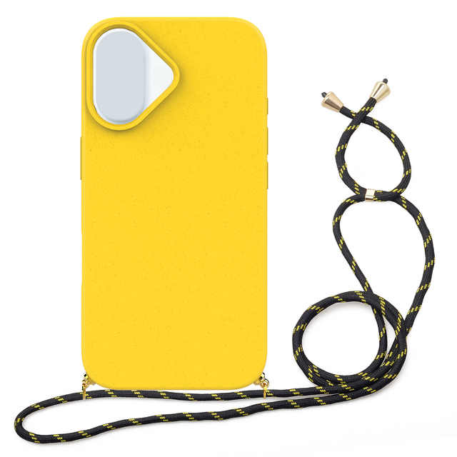 GSCASE New Trend Custom Logo Crossbody Wheat Straw Recyclable Biodegradable Mobile Phone Cases Silicone for iPhone 15 16 Pro Max