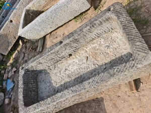 Bacs en <span class=keywords><strong>pierre</strong></span> de granit bleu faits à la main, style antique, populaires, avec trous pour pot de fleurs, bassin à poissons, aménagement paysager de jardin - Product Image 4