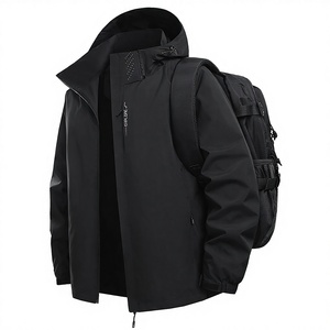 جاكيت بومبر للجنسين للخريف بتصميم نحيف للارتداء الخارجي مع ياقة مزودة بغطاء رأس قابل للفصل، مقاوم للرياح ومضاد للماء مع إغلاق بسحاب - Product Image 1