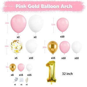 طقم قوس بالونات جديد لعام <span class=keywords><strong>2025</strong></span> من اللاتكس اللامع باللون الوردي والذهبي والأبيض، زينة لأعياد الميلاد من 0-9 وحفلات الزفاف - Product Image 2