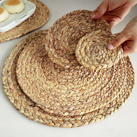 Vente chaude, dessous de plat rond résistant à la chaleur, tissé à la main, en paille, tapis de table tissés à la main, sous-verres pour table à manger, cuisine