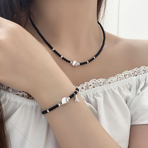 หยินรุ่ยไท่ S925 เงินสเตอร์ลิงธรรมชาติสีดำอาเกตสร้อยคอสร้อยข้อมือชุดสำหรับผู้หญิงเครื่องประดับหรูหราระดับไฮเอนด์สวมใส่ได้ทุกวัน - Product Image 2