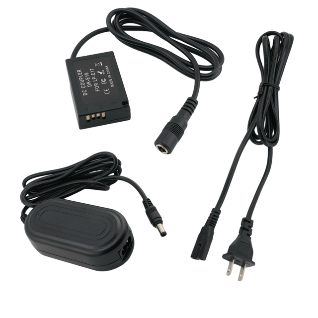 DR-E18 DC Coupler LP-E17 Dummy Battery DC Adapter Kit  for Canon EOS Rebel SL3 SL2 T8i T7i T6i T6s 77D R50 R10 R8 RP