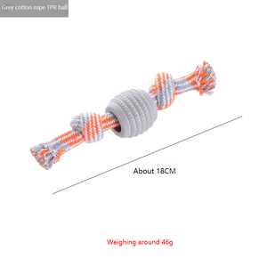 Venta caliente esencial, Limpieza de <span class=keywords><strong>dientes</strong></span> resistente a mordeduras de <span class=keywords><strong>perros</strong></span> | Cuerda de algodón Bola de doble nudo Juguete indestructible para mascotas - Product Image 4