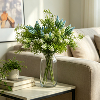 Bouquet réaliste de jacinthe artificielle Muscari, mini jacinthe artificielle avec verdure pour la décoration de la maison, des tables de mariage et des vases