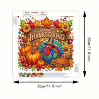 Peinture Diamant Forme Spéciale 30x30cm en Gros, Motif Dinde et Citrouille de Thanksgiving, Décoration Mosaïque en Cristal