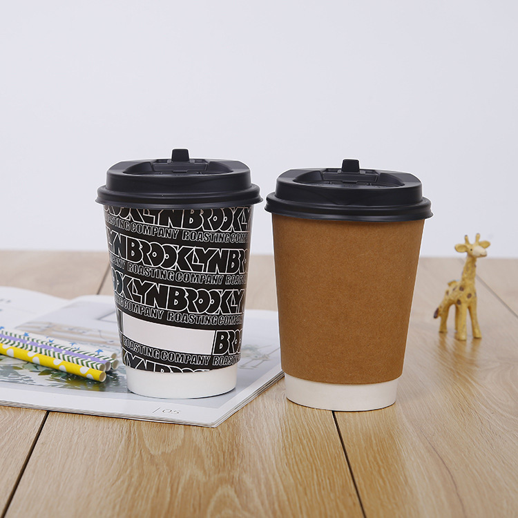 Food Grade Eco-friendly Biodegradable Disposable Double Wall Paper Cup With Lid