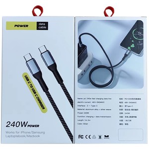 Pd 240W <span class=keywords><strong>USB</strong></span> 5A Carga rápida Tipo <span class=keywords><strong>C</strong></span> Cable de cargador para computadora portátil Admite velocidad de transferencia de 10Gbps para impresora de computadora portátil Macbook Pro - Product Image 5