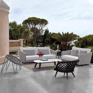 Ensemble de canapés en rotin d'extérieur avec structure en aluminium, mobilier de jardin imperméable en forme de L, idéal pour villa, cour, plage, patio - Product Image 4