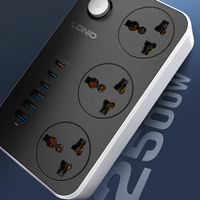 LDNIO SC3604C 2500W Prise d'extension universelle EU/UK/US Port USB Multiprise avec interrupteur