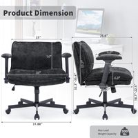 Chaise de bureau à domicile avec accoudoirs rabattables, coussin de siège large et épais, chaise de coiffeuse confortable, chaise de bureau à pieds croisés avec roulettes