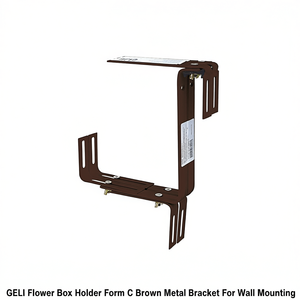 GELI <b>Flower</b> <b>Box</b> Holder Form C Brown Metal Bracket For Wall Mounting - Product Image 2