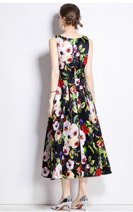 Personnalisé élégant japonais Vintage robe été <span class=keywords><strong>d</strong></span>écontracté gilet imprimer fleur minceur a-ligne fête vacances robes pour <span class=keywords><strong>les</strong></span> femmes - Product Image 6