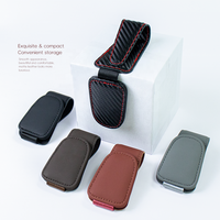 Support Magnétique Portable en Cuir PU pour Lunettes, Clip Accroche-Lunettes et Tickets de Voiture pour Intérieur Auto