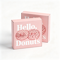 Boîte cadeau pour beignets personnalisée, impression numérique, rose, livraison express 72h, boîte de boulangerie en carton recyclable