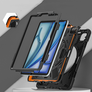 Étui robuste en <span class=keywords><strong>silicone</strong></span> pour tablette <span class=keywords><strong>iPad</strong></span> <span class=keywords><strong>Air</strong></span> 11 2024 Air6, housses et étuis pour tablette avec support rotatif à 360 degrés - Product Image 2
