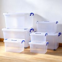 Grande boîte de rangement en plastique transparent avec couvercle, bac de rangement domestique de grande capacité pour vêtements, jouets, literie, conteneur de déménagement