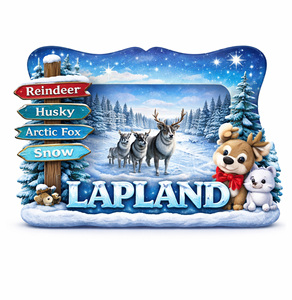 Aimant de réfrigérateur en bois MDF avec logo personnalisé, aimant de réfrigérateur <span class=keywords><strong>Finlande</strong></span> Lapland - Product Image 1