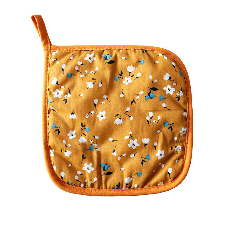 แผ่นรองกันความร้อนลายดอกไม้สีเขียว