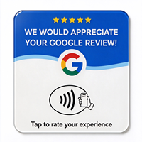 Support de table en acrylique 12 cm pour carte de commentaires Google NFC213/215 13,56 MHz – Tapper pour commenter, QR Code, Logo personnalisé, OEM, ODM, Prêt à expédier