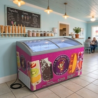 Congelador Comercial con Puerta de Vidrio Deslizante para Exhibición de Helados, Equipo de Refrigeración con Certificación ETL
