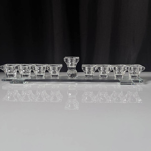 9 Heads Clear Glass Crystal <strong>Hanukkah</strong> Menorah MH-Z0376