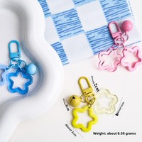Porte-clés créatif double pentagramme avec pendentif clochette, accessoire de décoration DIY mignon pour sacs homme et femme