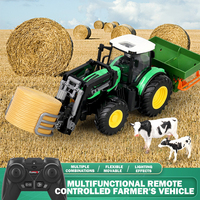 Voitures RC 2,4 GHz, modèle de tracteur à l'échelle 1/24, modèle d'animaux de ferme, jouets télécommandés, ensembles d'outils agricoles, cadeaux d'anniversaire pour enfants