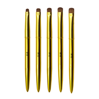 Pinceau plat Kolinsky pour nail art français, dessin acrylique, strass, peinture gel, manche métallique doré, 1 pièce, vente en gros