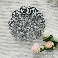 Assiette de présentation argentée vintage à motif végétal peint par pulvérisation, pour mariage, hôtel, fête, commerce extérieur, en stock