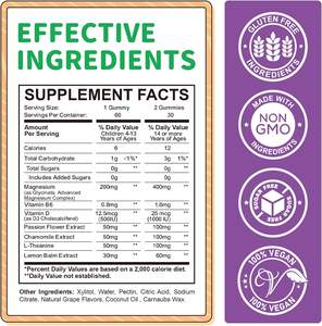 Permen Kunyah Tidur Rasa Alami Label Pribadi OEM Bebas Melatonin dengan <span class=keywords><strong>Vitamin</strong></span> B6 & <span class=keywords><strong>D3</strong></span>, L-theanine, Magnesium Glycinate - Product Image 6