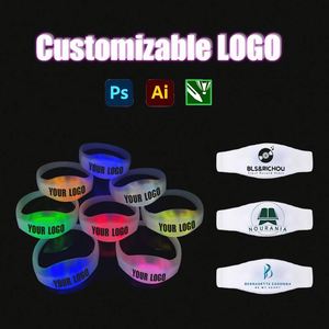Bracelet LED en silicone pour fêtes, lumineux, avec logo personnalisé, vente en gros - Product Image 2